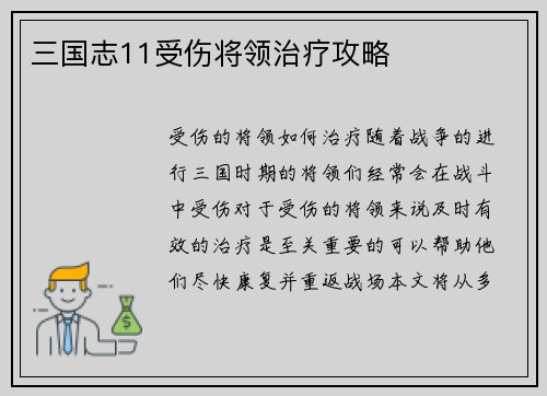 三国志11受伤将领治疗攻略